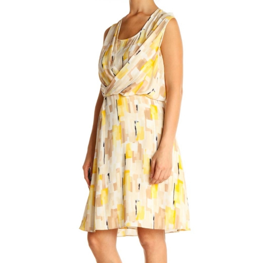 Beige Printed Retro Fit & Flare Dress 10.